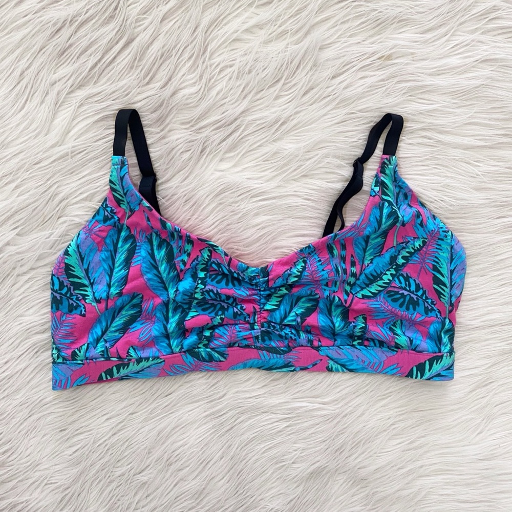 MeUndies Tropical Leaf Bralette in Pink & Teal